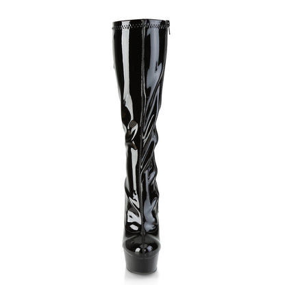 DELIGHT-2029 6" Heel, 1 3/4" PF Knee High Boot w/ Back Lace, Side Zip