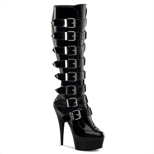 DELIGHT-2049 6" Heel, 1 3/4" PF Buckled Knee BT, Side Zip