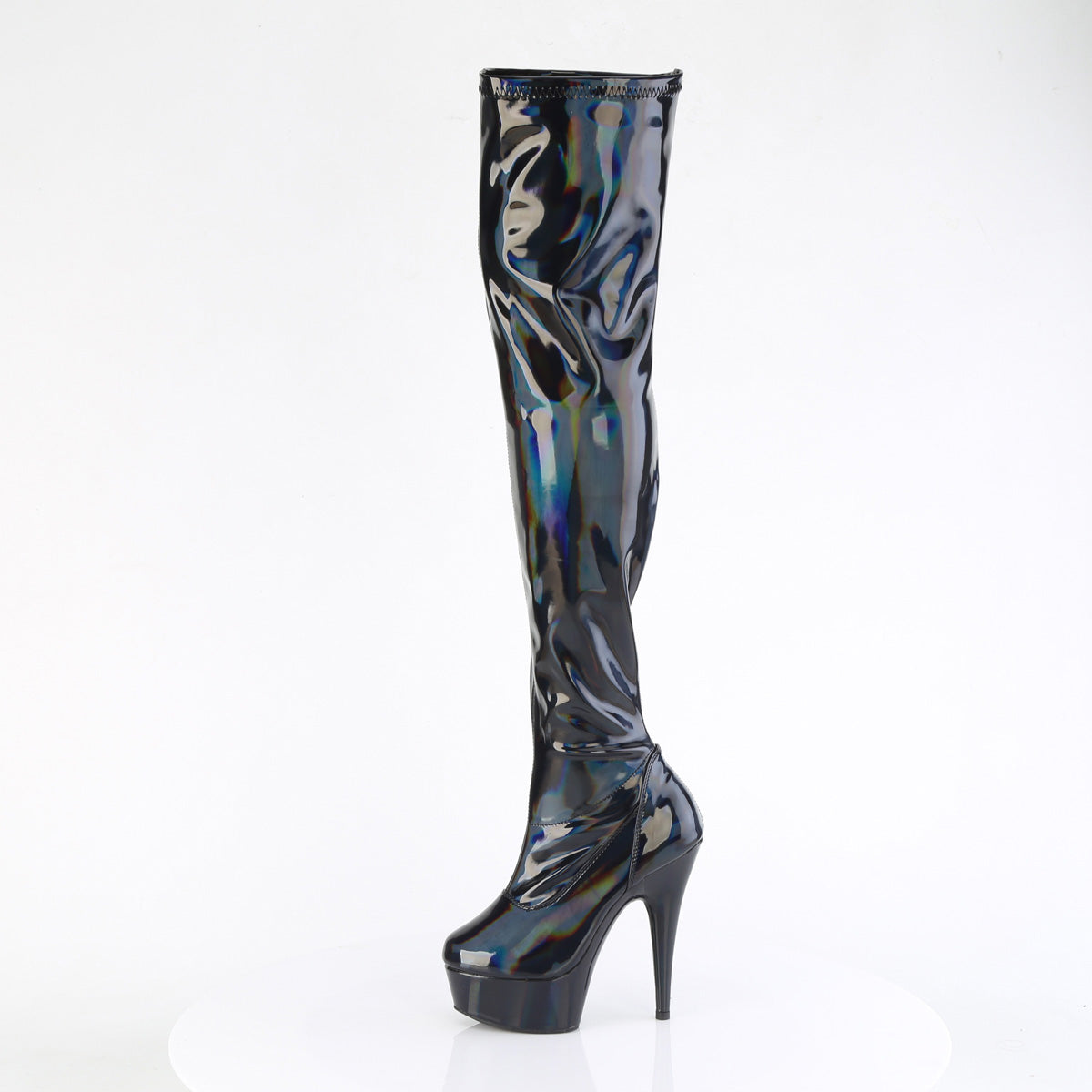 DELIGHT-3000HWR *6" Heel, 1 3/4" PF Stretch Thigh Boot,  12" Side Zip