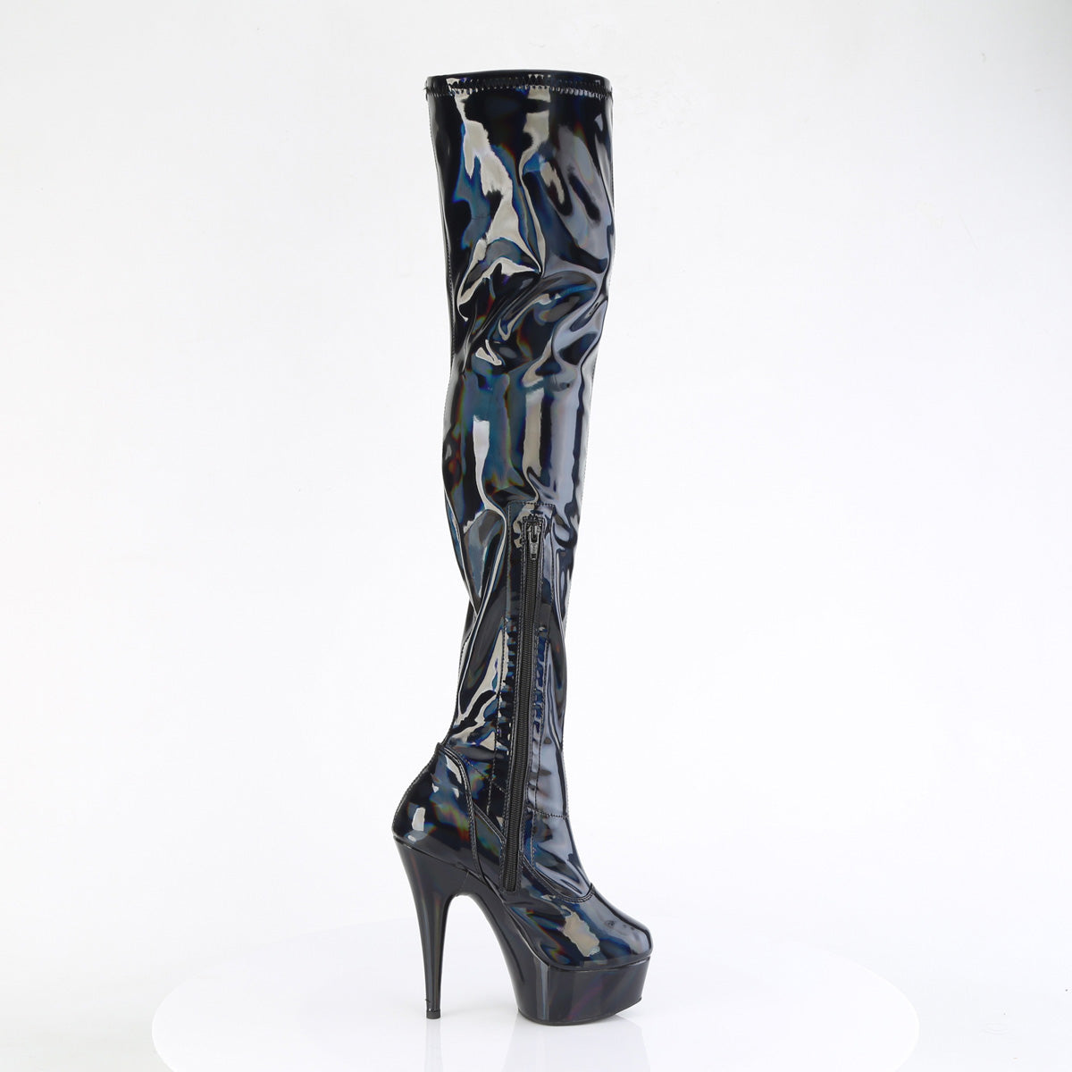 DELIGHT-3000HWR *6" Heel, 1 3/4" PF Stretch Thigh Boot,  12" Side Zip