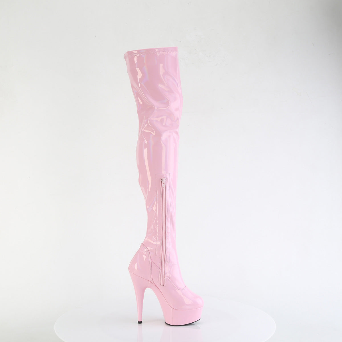 DELIGHT-3000HWR *6" Heel, 1 3/4" PF Stretch Thigh Boot,  12" Side Zip
