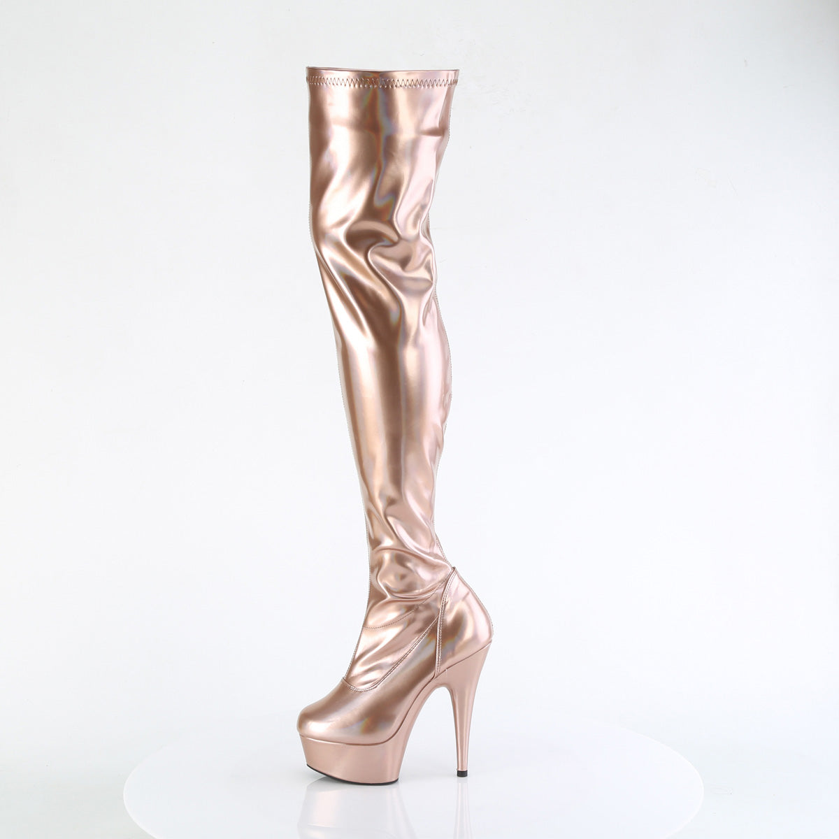 DELIGHT-3000HWR *6" Heel, 1 3/4" PF Stretch Thigh Boot,  12" Side Zip