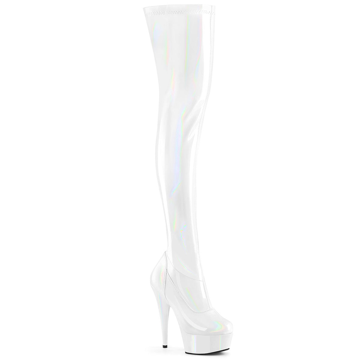 DELIGHT-3000HWR *6" Heel, 1 3/4" PF Stretch Thigh Boot,  12" Side Zip