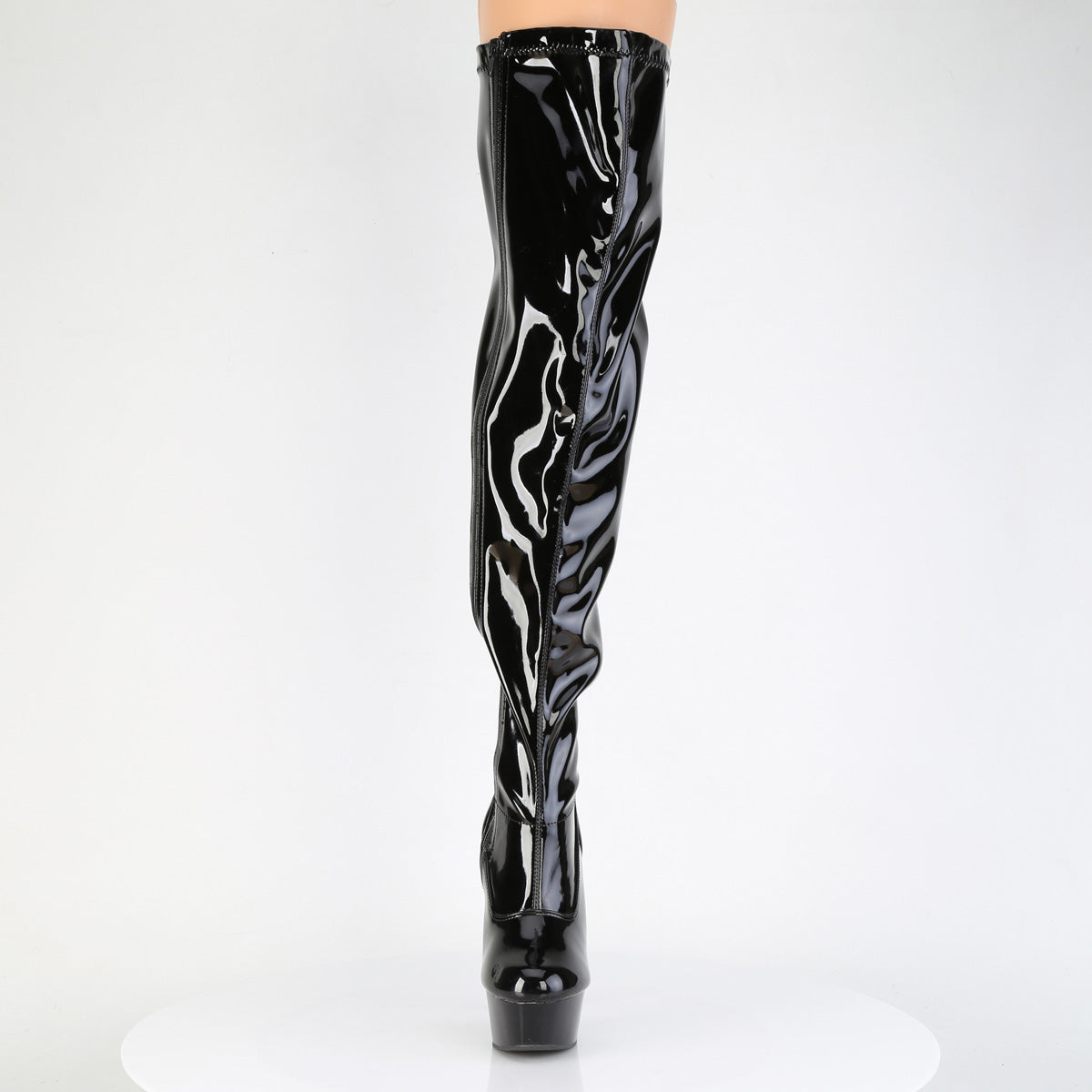 DELIGHT-3000WCF 6"  Heel, 1 3/4" PF Wide Calf Stretch Thigh Boot, Side Zip