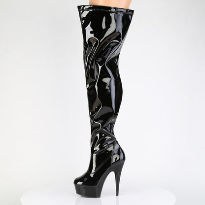 DELIGHT-3000WCF 6"  Heel, 1 3/4" PF Wide Calf Stretch Thigh Boot, Side Zip