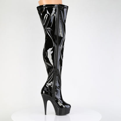 DELIGHT-3000WCF 6"  Heel, 1 3/4" PF Wide Calf Stretch Thigh Boot, Side Zip