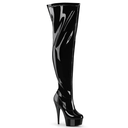 DELIGHT-3000WCF 6"  Heel, 1 3/4" PF Wide Calf Stretch Thigh Boot, Side Zip