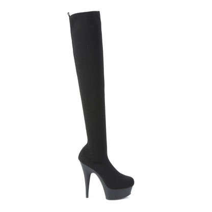 DELIGHT-3002-1 *6" Heel, 1 3/4" PF Pull-on Stretch Knit Thigh Boot