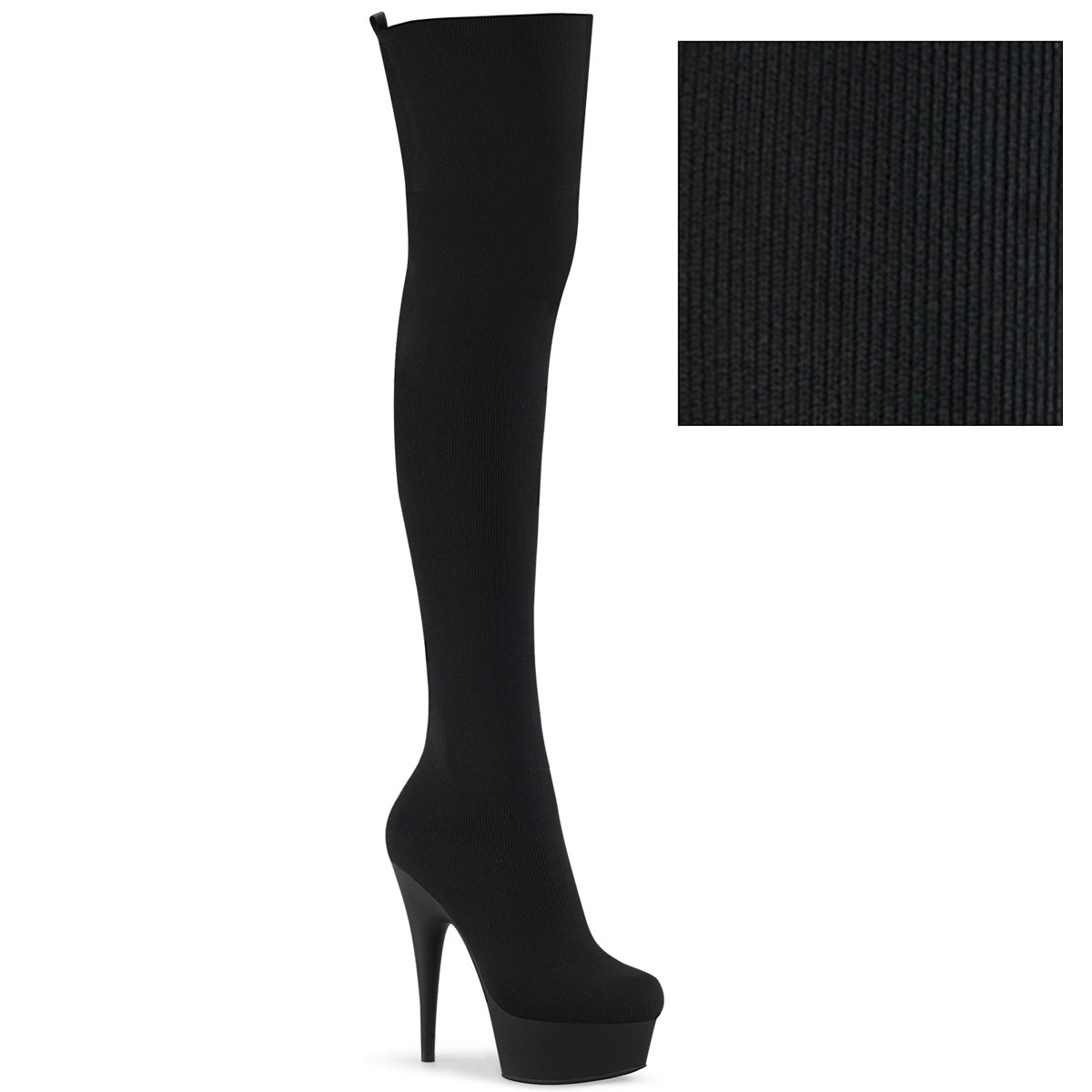 DELIGHT-3002-1 *6" Heel, 1 3/4" PF Pull-on Stretch Knit Thigh Boot