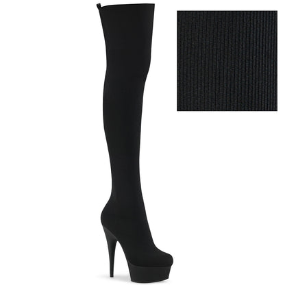DELIGHT-3002-1 *6" Heel, 1 3/4" PF Pull-on Stretch Knit Thigh Boot