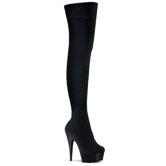 DELIGHT-3002 6" Heel, 1 3/4" PF Thigh High Velvet Boot