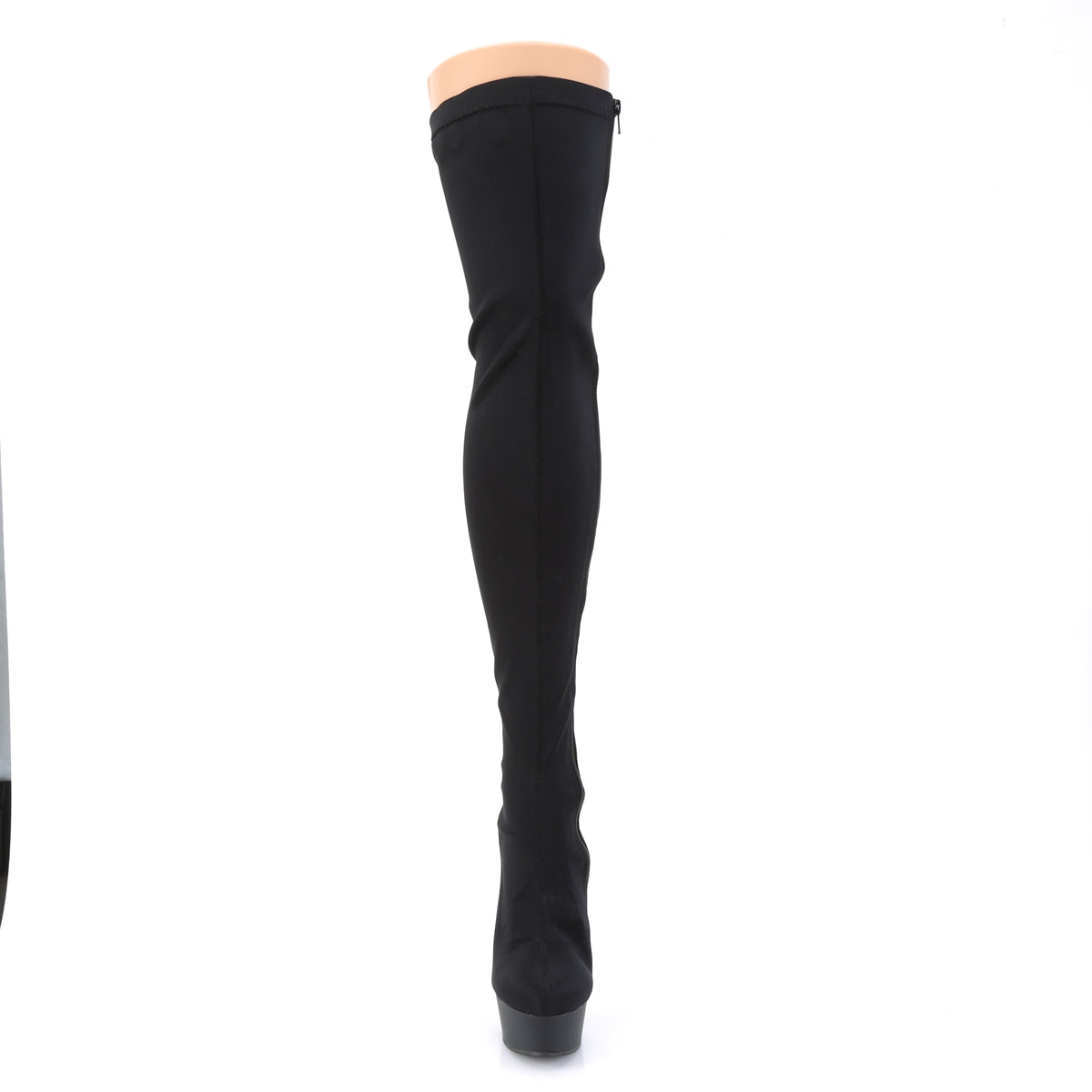 DELIGHT-3003 6" Heel, 1 3/4" PF Back Lace-Up Thigh Boot, Side Zip