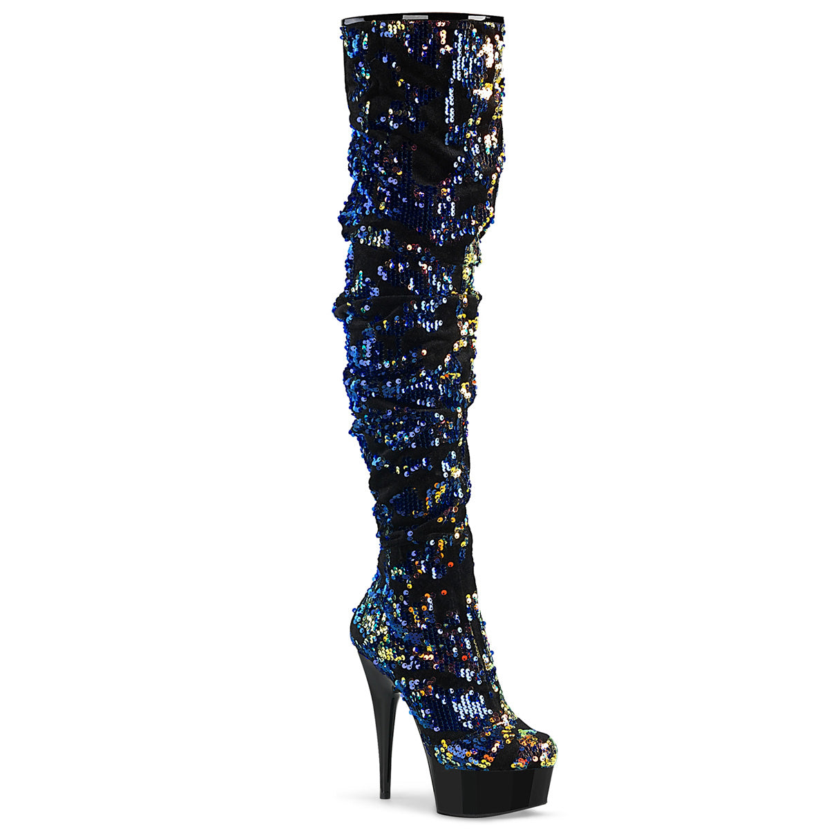 DELIGHT-3004 *6" Heel, 1 3/4" PF Slouch Thigh Boot, Side Zip