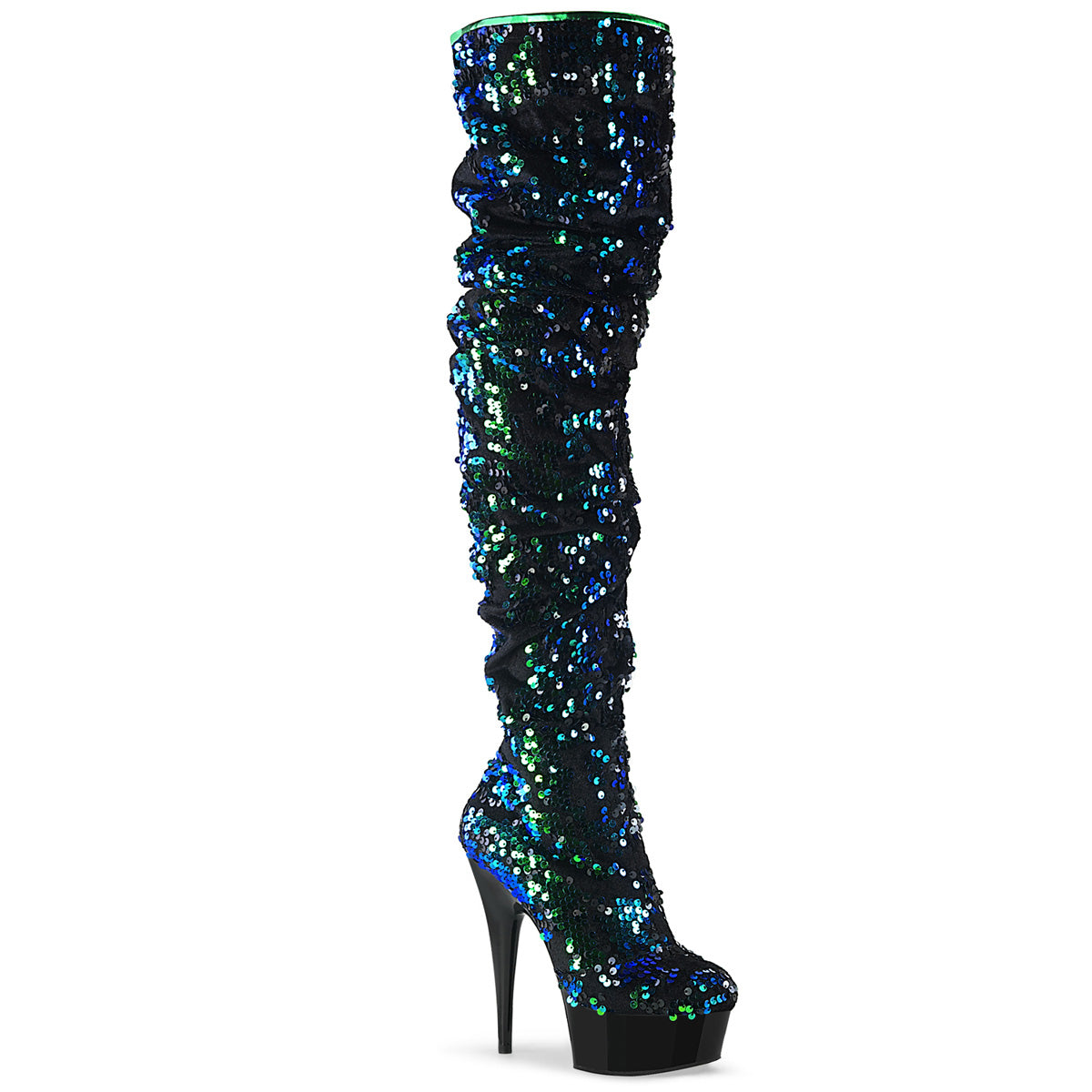 DELIGHT-3004 *6" Heel, 1 3/4" PF Slouch Thigh Boot, Side Zip