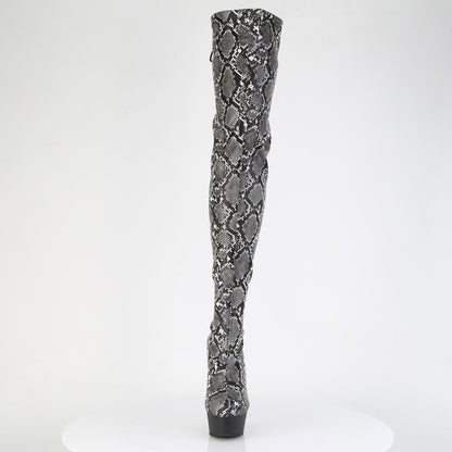 DELIGHT-3008SP-BT *6" Heel, 1 3/4" PF Stretch Snake Print Pull-On Thigh Boot