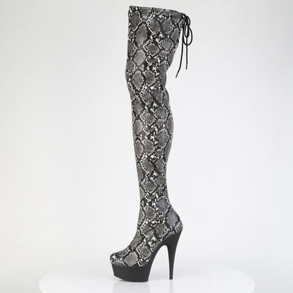 DELIGHT-3008SP-BT *6" Heel, 1 3/4" PF Stretch Snake Print Pull-On Thigh Boot