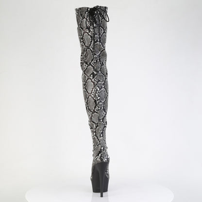 DELIGHT-3008SP-BT *6" Heel, 1 3/4" PF Stretch Snake Print Pull-On Thigh Boot
