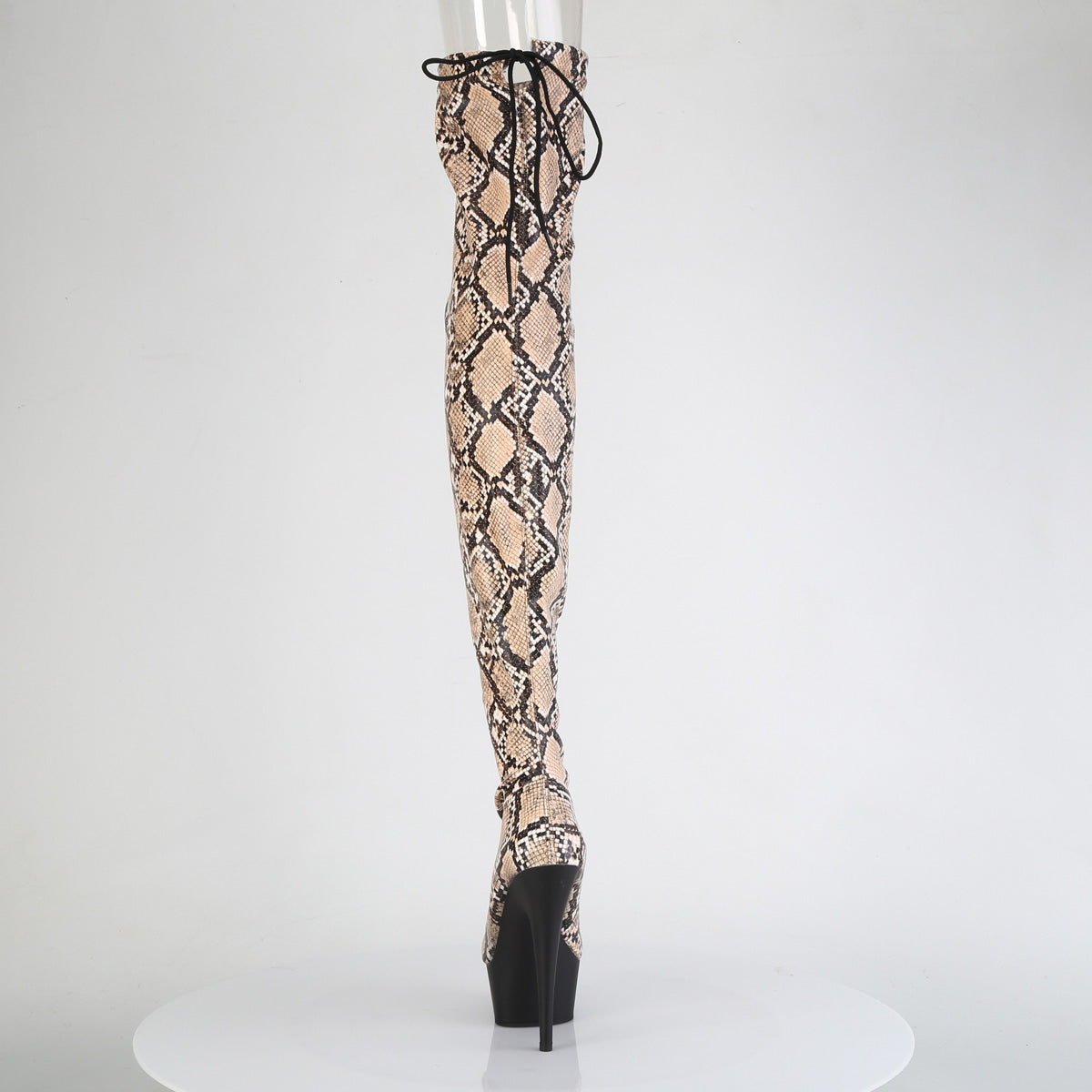 DELIGHT-3008SP-BT *6" Heel, 1 3/4" PF Stretch Snake Print Pull-On Thigh Boot