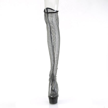 DELIGHT-3009 6" Heel, 1 3/4" PF Pull-On RS Mesh Thigh High Boot