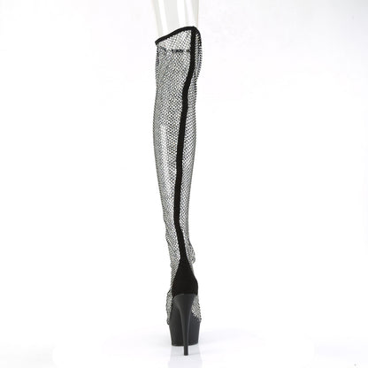 DELIGHT-3009 6" Heel, 1 3/4" PF Pull-On RS Mesh Thigh High Boot