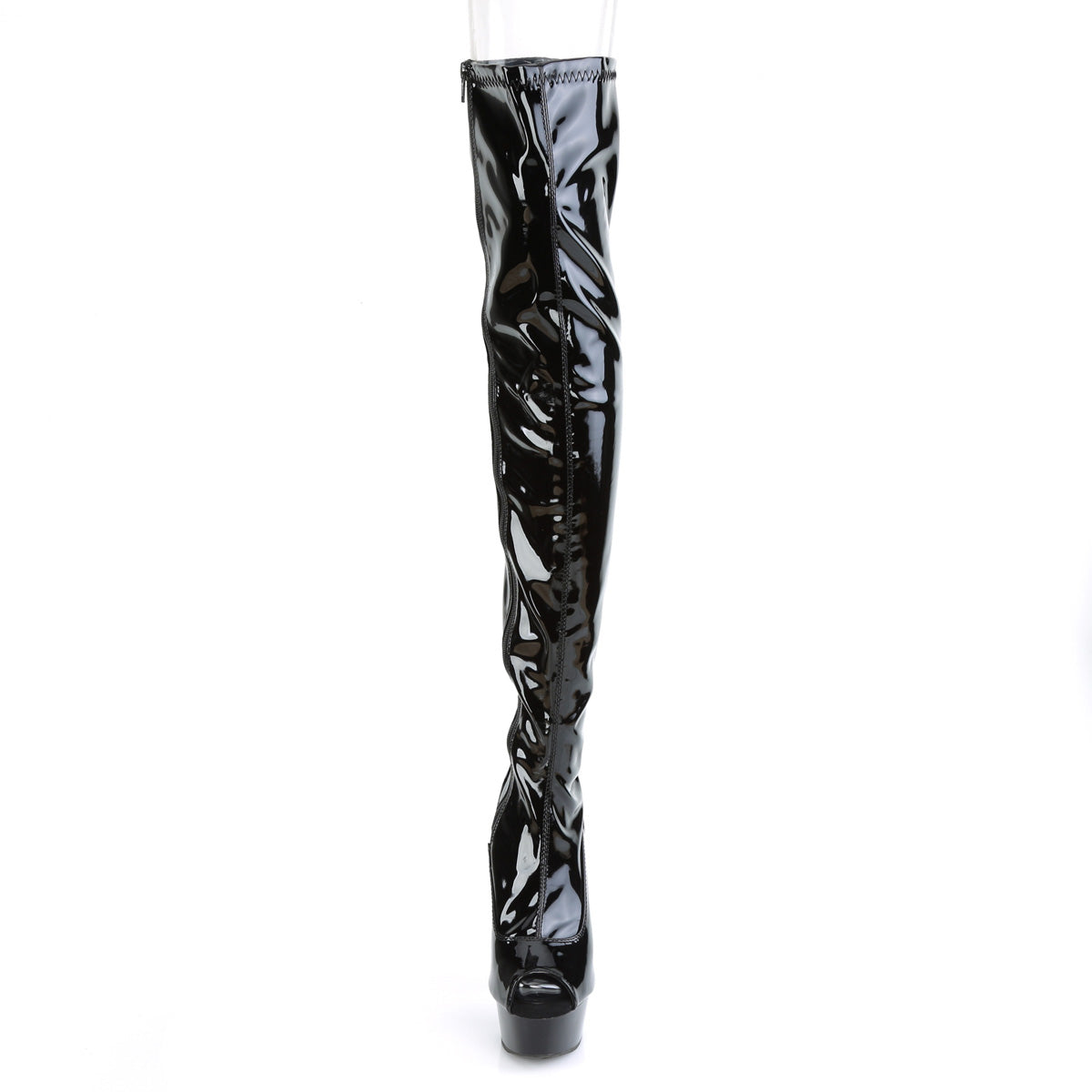 DELIGHT-3011 6" Heel, 1 3/4" PF Peep Toe Thigh High Boot, Side Zip