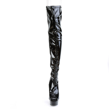 DELIGHT-3011 6" Heel, 1 3/4" PF Peep Toe Thigh High Boot, Side Zip