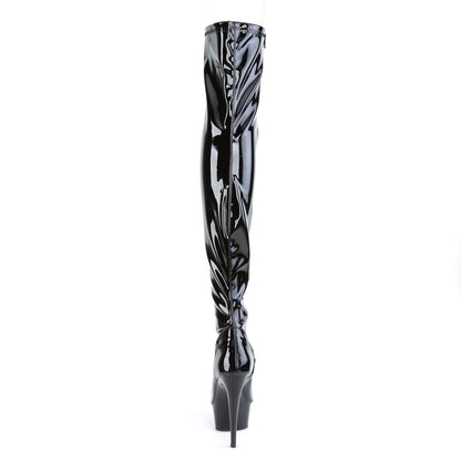 DELIGHT-3011 6" Heel, 1 3/4" PF Peep Toe Thigh High Boot, Side Zip