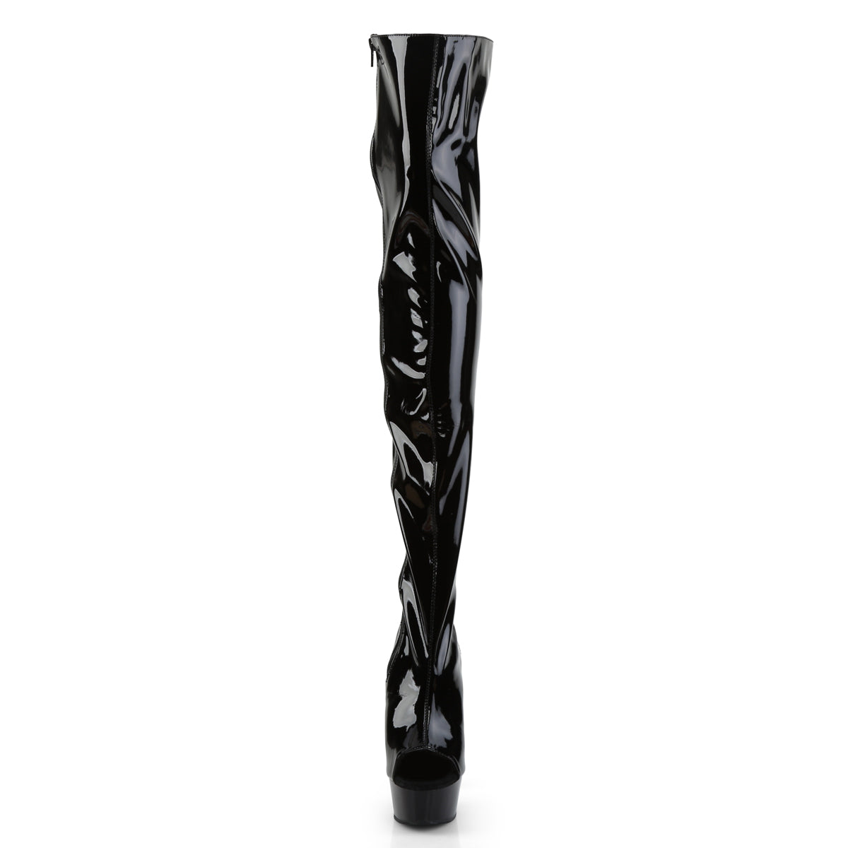 DELIGHT-3017 6" Heel,1 3/4" PF Open Heel/Toe Lace Up Back Thigh High Boot