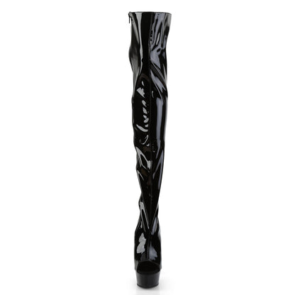 DELIGHT-3017 6" Heel,1 3/4" PF Open Heel/Toe Lace Up Back Thigh High Boot