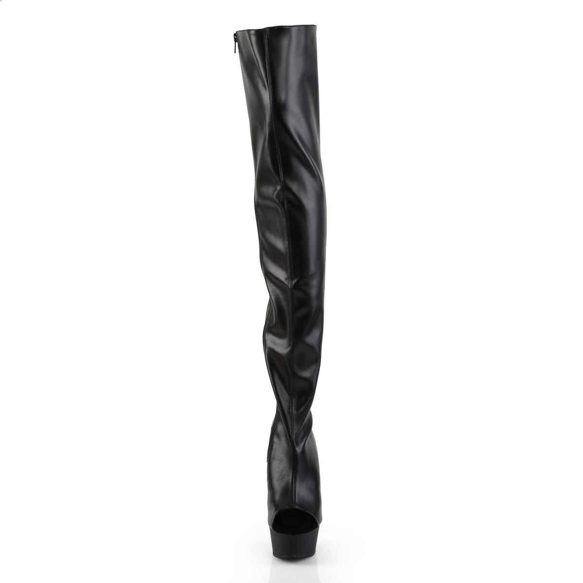 DELIGHT-3017 6" Heel,1 3/4" PF Open Heel/Toe Lace Up Back Thigh High Boot