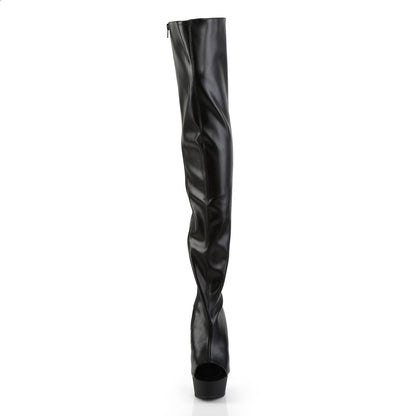 DELIGHT-3017 6" Heel,1 3/4" PF Open Heel/Toe Lace Up Back Thigh High Boot