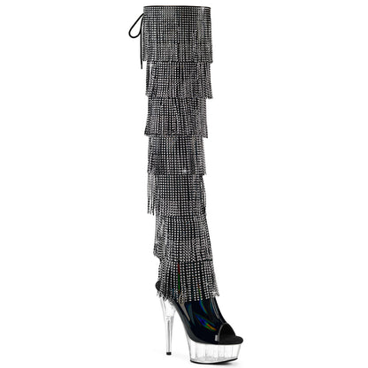 DELIGHT-3017HG-RSF 6" Heel, 1 3/4" PF 7-Layer Fringe Lace-Up Back Thigh Boot
