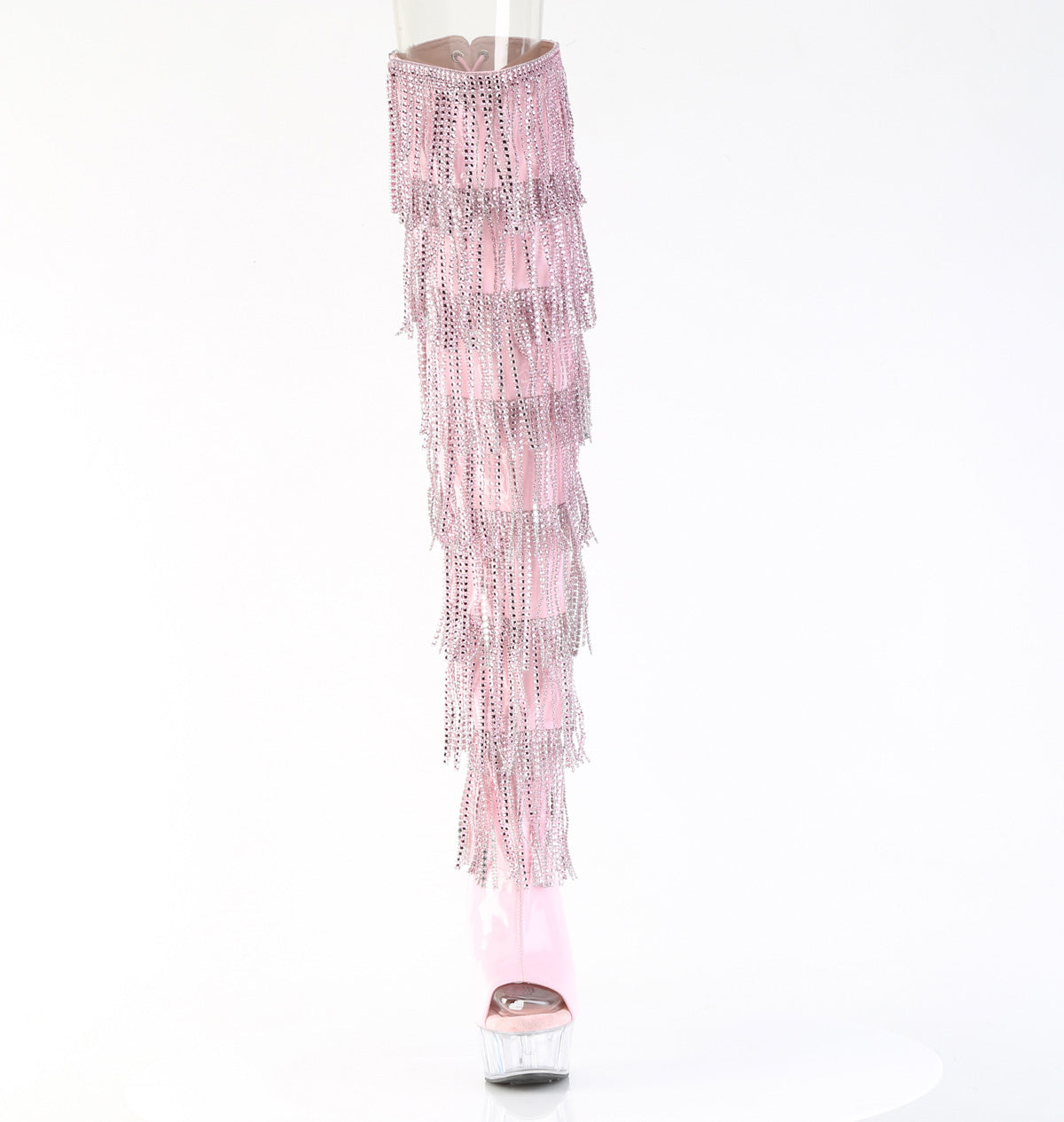 DELIGHT-3017HG-RSF 6" Heel, 1 3/4" PF 7-Layer Fringe Lace-Up Back Thigh Boot