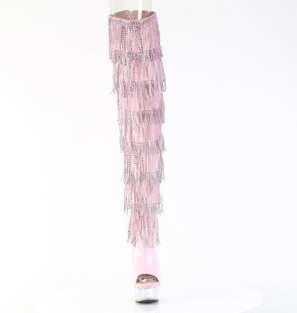 DELIGHT-3017HG-RSF 6" Heel, 1 3/4" PF 7-Layer Fringe Lace-Up Back Thigh Boot