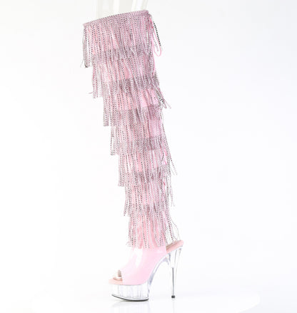DELIGHT-3017HG-RSF 6" Heel, 1 3/4" PF 7-Layer Fringe Lace-Up Back Thigh Boot