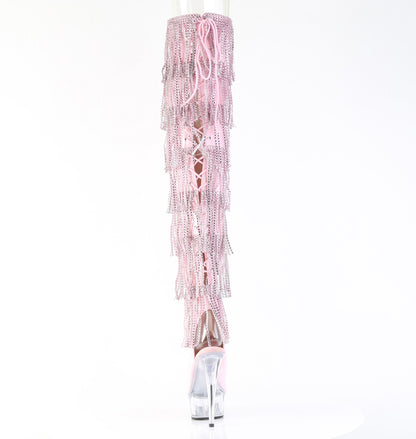 DELIGHT-3017HG-RSF 6" Heel, 1 3/4" PF 7-Layer Fringe Lace-Up Back Thigh Boot