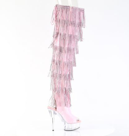 DELIGHT-3017HG-RSF 6" Heel, 1 3/4" PF 7-Layer Fringe Lace-Up Back Thigh Boot