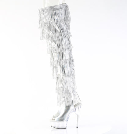 DELIGHT-3017HG-RSF 6" Heel, 1 3/4" PF 7-Layer Fringe Lace-Up Back Thigh Boot