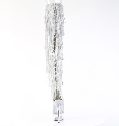DELIGHT-3017HG-RSF 6" Heel, 1 3/4" PF 7-Layer Fringe Lace-Up Back Thigh Boot