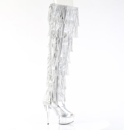 DELIGHT-3017HG-RSF 6" Heel, 1 3/4" PF 7-Layer Fringe Lace-Up Back Thigh Boot