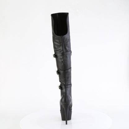 DELIGHT-3018 *6" Heel, 1 3/4" PF Triple Buckle Strap OTK Boot, Side Zip