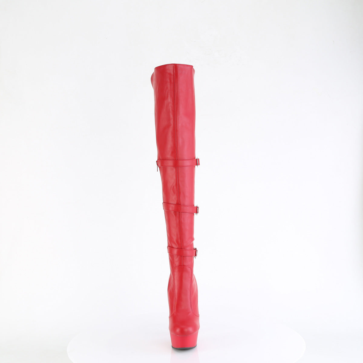 DELIGHT-3018 *6" Heel, 1 3/4" PF Triple Buckle Strap OTK Boot, Side Zip