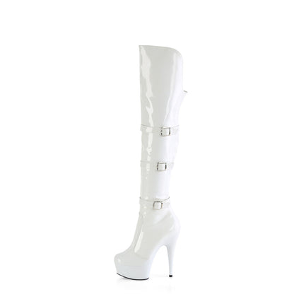 DELIGHT-3018 *6" Heel, 1 3/4" PF Triple Buckle Strap OTK Boot, Side Zip