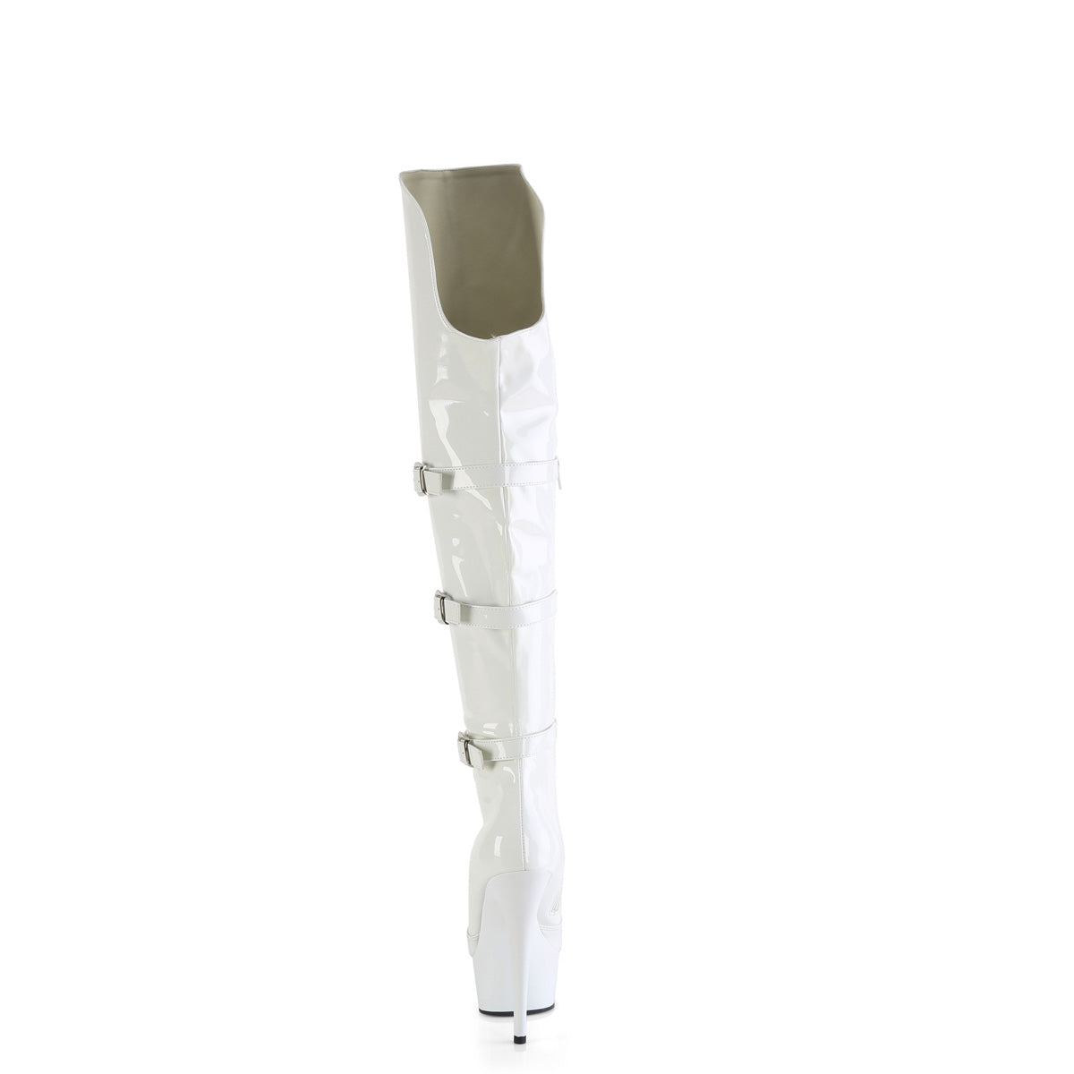 DELIGHT-3018 *6" Heel, 1 3/4" PF Triple Buckle Strap OTK Boot, Side Zip