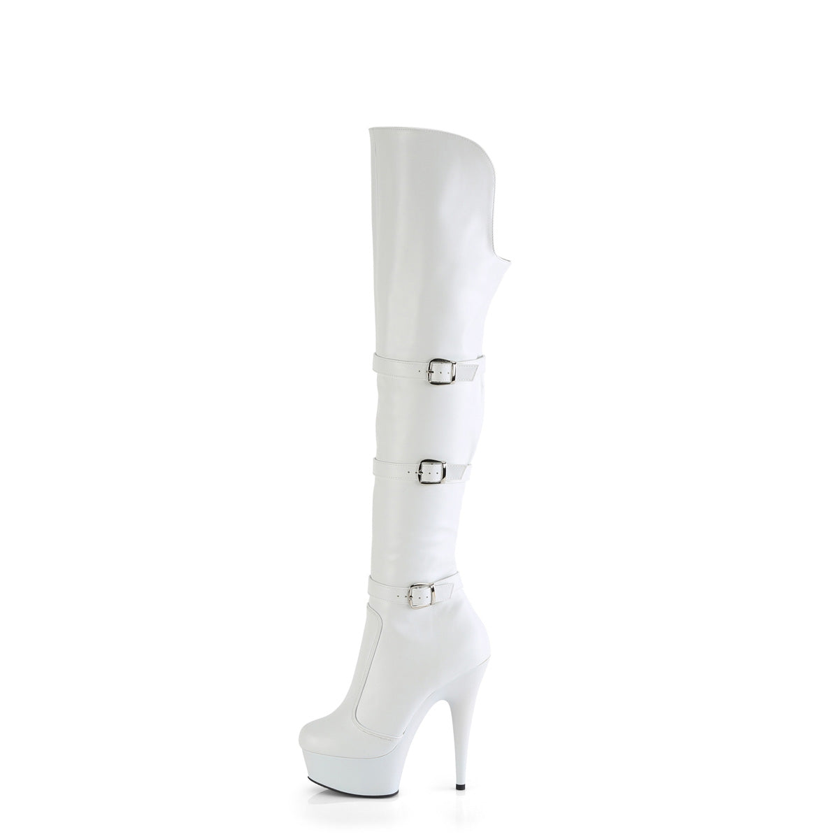 DELIGHT-3018 *6" Heel, 1 3/4" PF Triple Buckle Strap OTK Boot, Side Zip