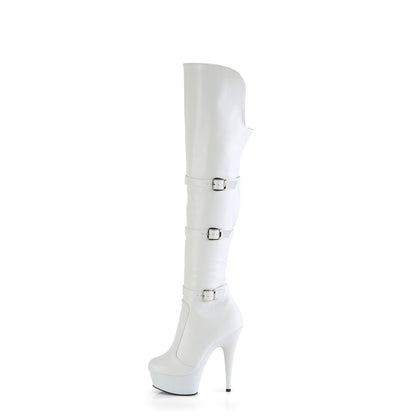 DELIGHT-3018 *6" Heel, 1 3/4" PF Triple Buckle Strap OTK Boot, Side Zip