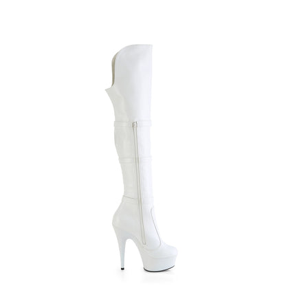 DELIGHT-3018 *6" Heel, 1 3/4" PF Triple Buckle Strap OTK Boot, Side Zip