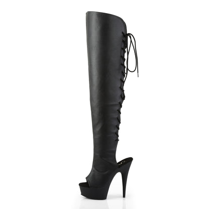 DELIGHT-3019 6" Heel, 1 3/4"PF Open Toe/Heel Over-The-Knee Boot, Side Zip