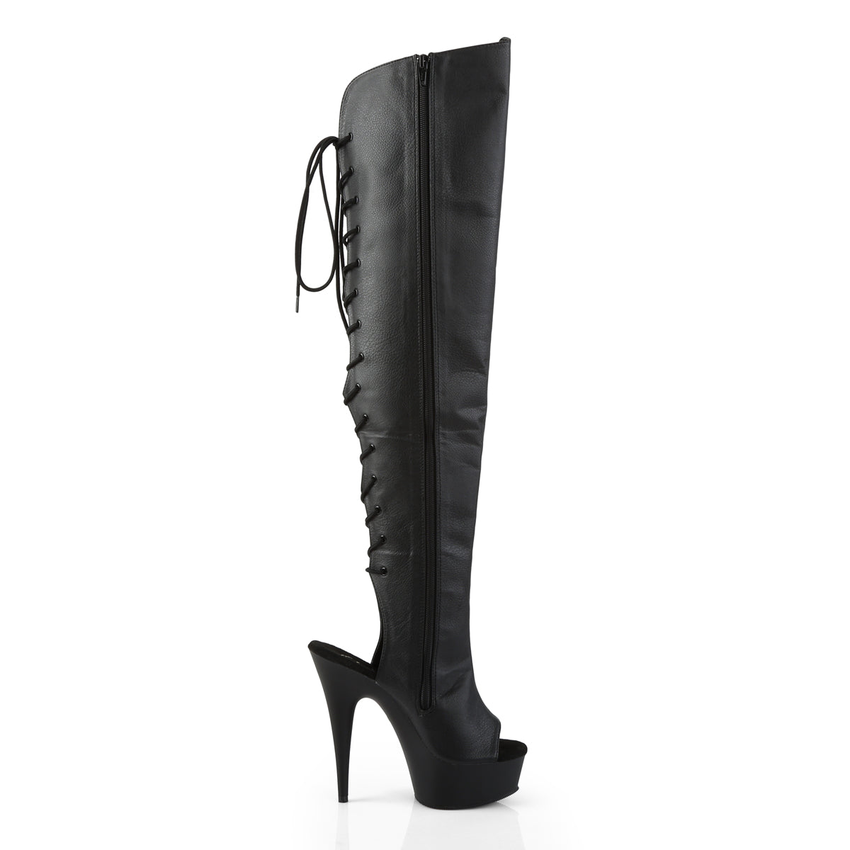 DELIGHT-3019 6" Heel, 1 3/4"PF Open Toe/Heel Over-The-Knee Boot, Side Zip