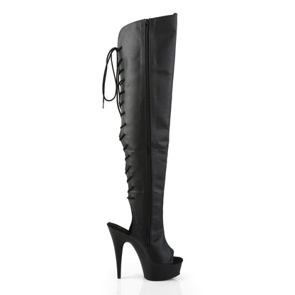 DELIGHT-3019 6" Heel, 1 3/4"PF Open Toe/Heel Over-The-Knee Boot, Side Zip